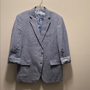 Stafford Light Blue Linen Boyfriend Blazer
